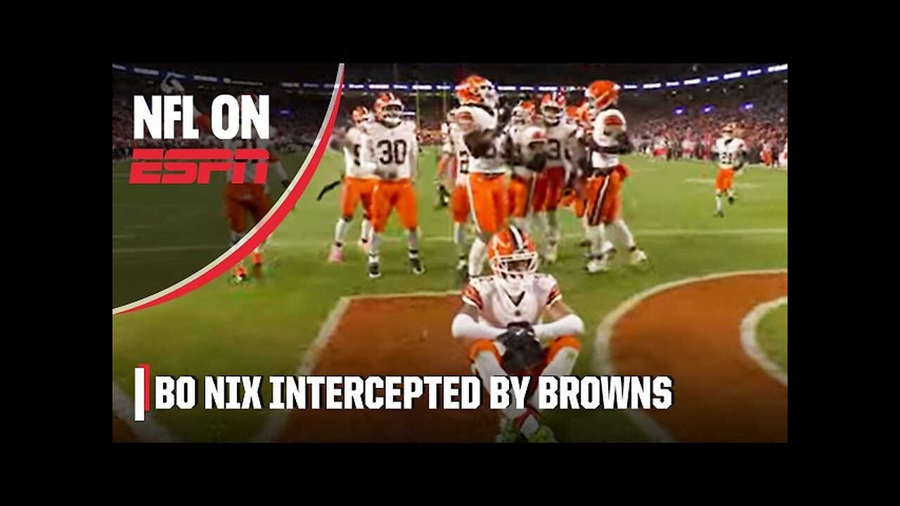 Bo Nix INTERCEPTED 😯 Denzel Ward deflects the pass and Greg Newsome II picks it off | NFL on ESPN