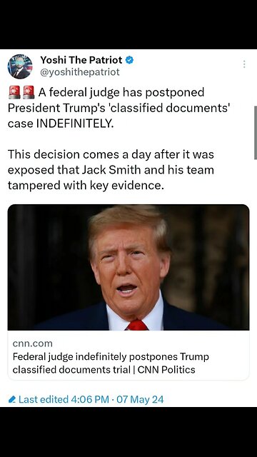 Federal Judge Indefinitely Postpones Trump Classified Documents Trial