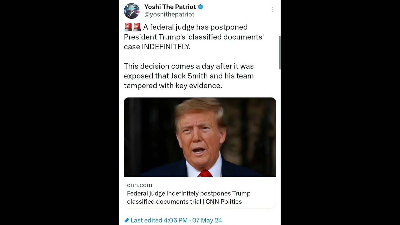 Federal Judge Indefinitely Postpones Trump Classified Documents Trial