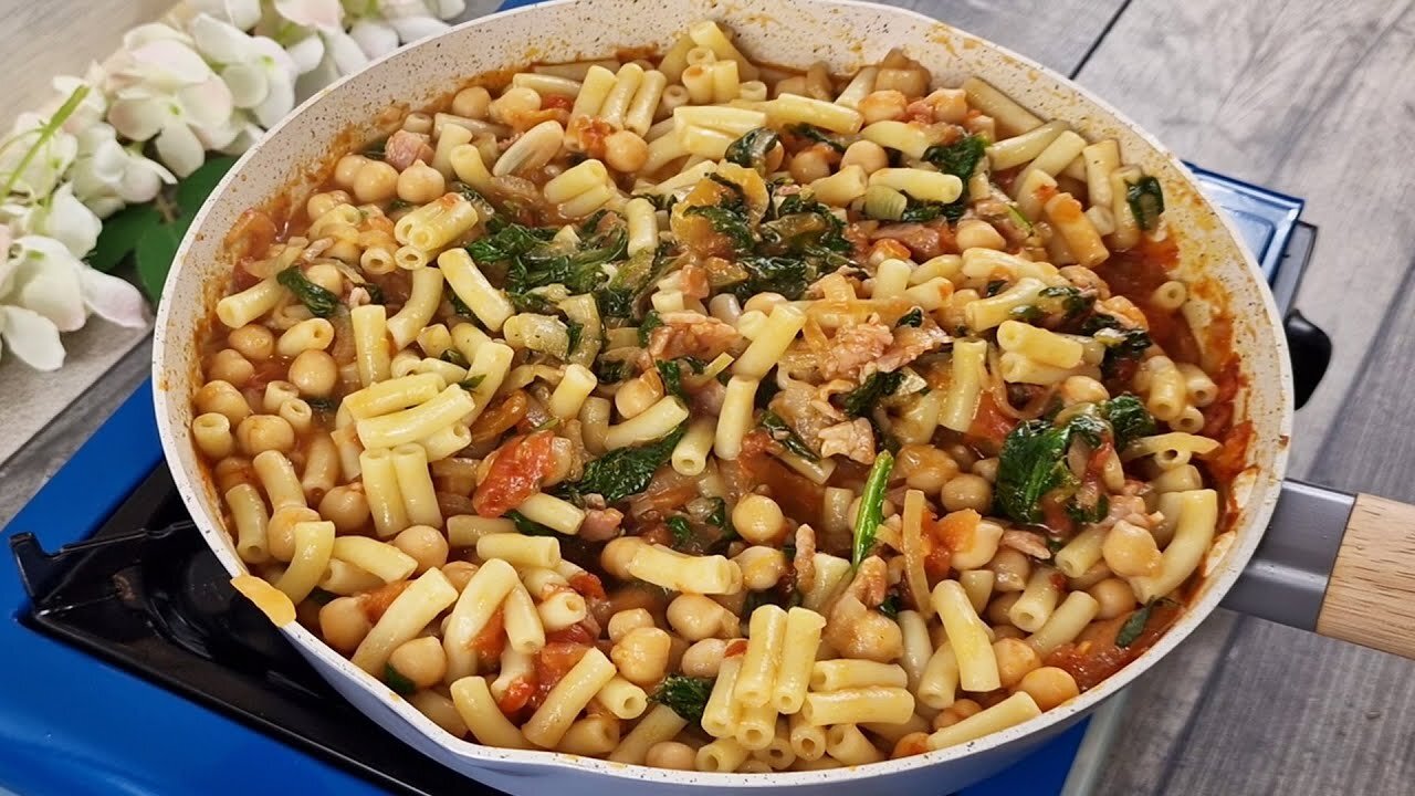 Chickpeas And Basil Pasta Italian Recipe