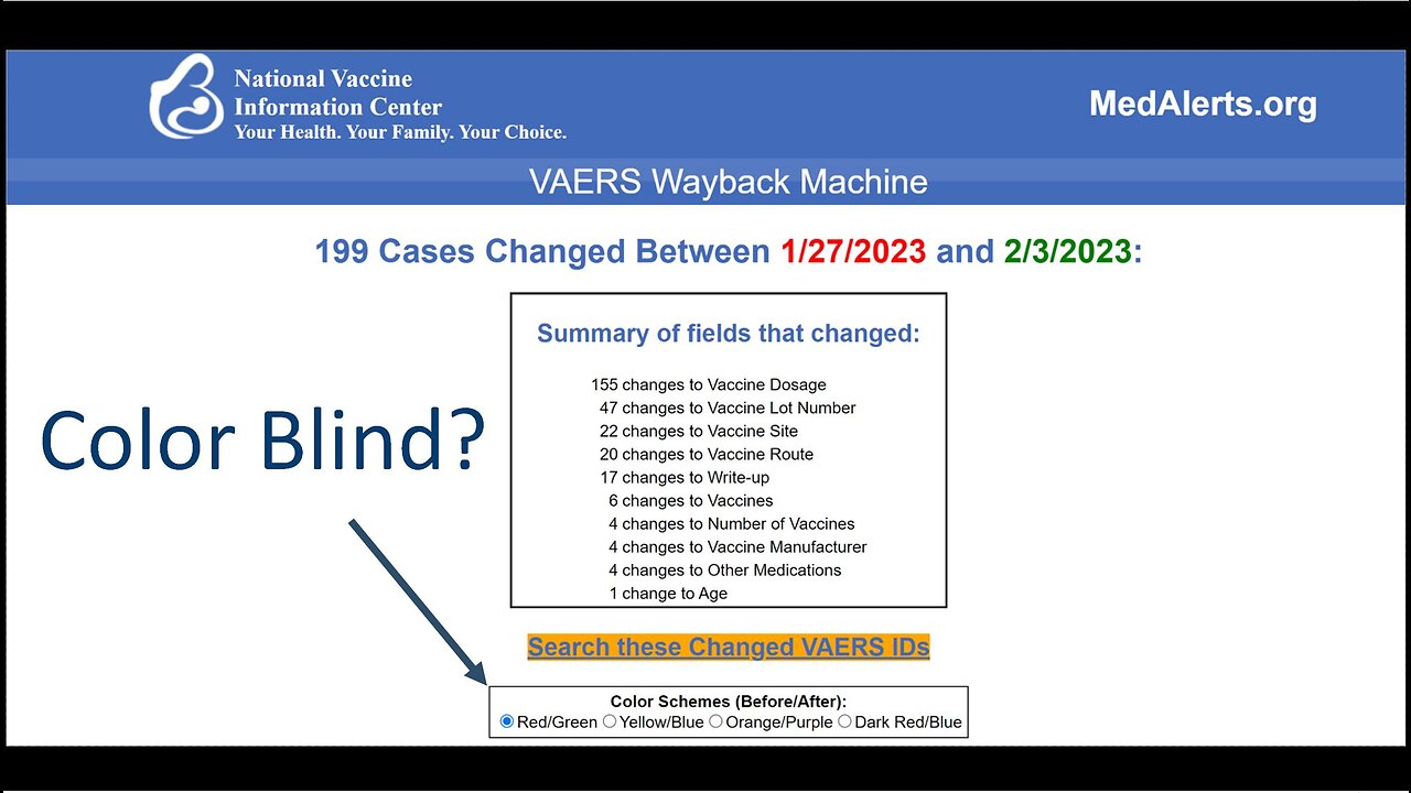 VAERS MedAlerts.org Makes Advancement For The Color Blind Users!