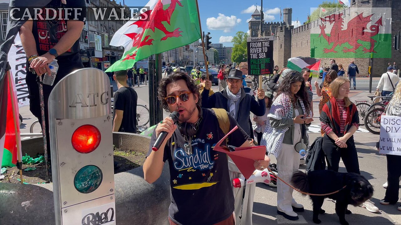 Students Rise Up - March for Palestine. Nye Bevan Statue, Cardiff Wales