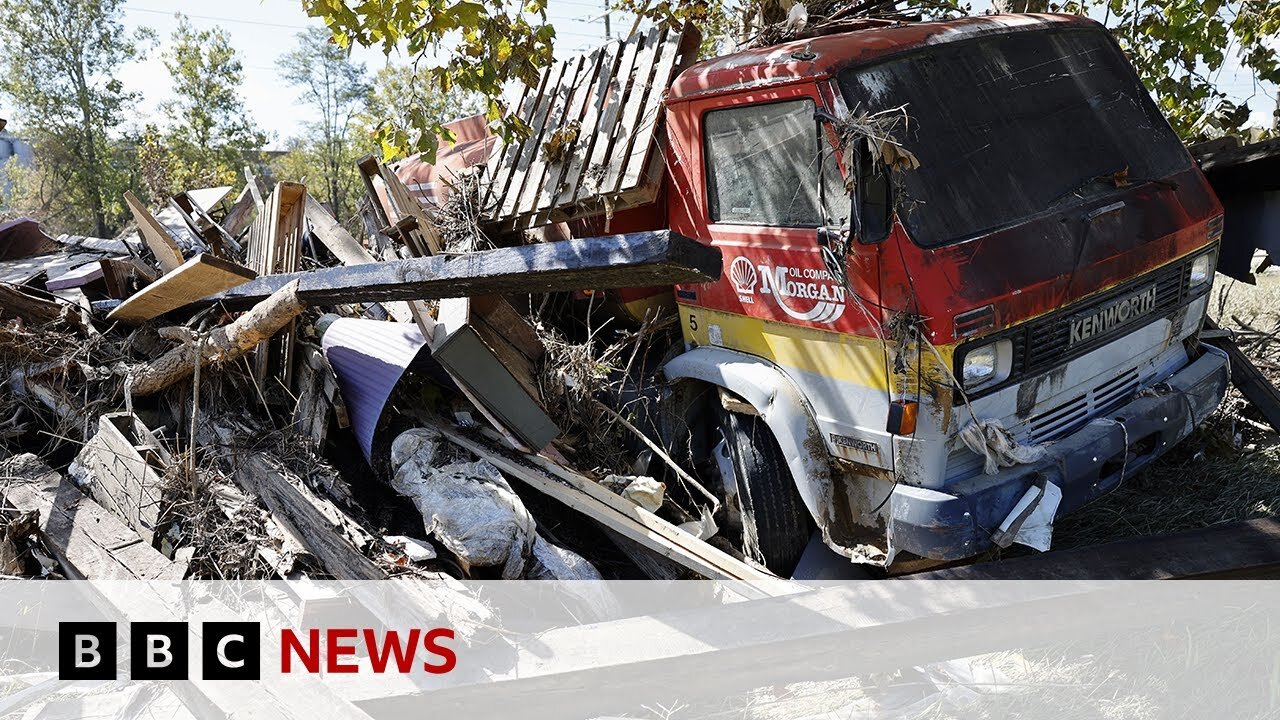 Storm Helene death toll rises as Joe Biden and Kamala Harris visit affected states | BBC News