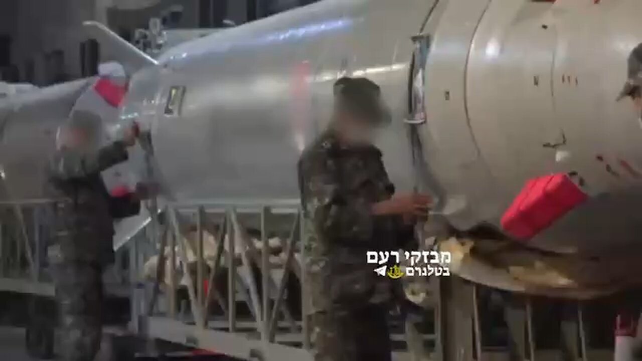 Iran’s Revolutionary Guard preparing ballistic missiles before the attack.