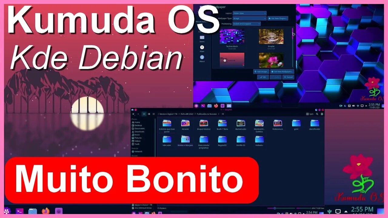 Kumuda OS Linux Debian Desktop Kde MUITO bonito.