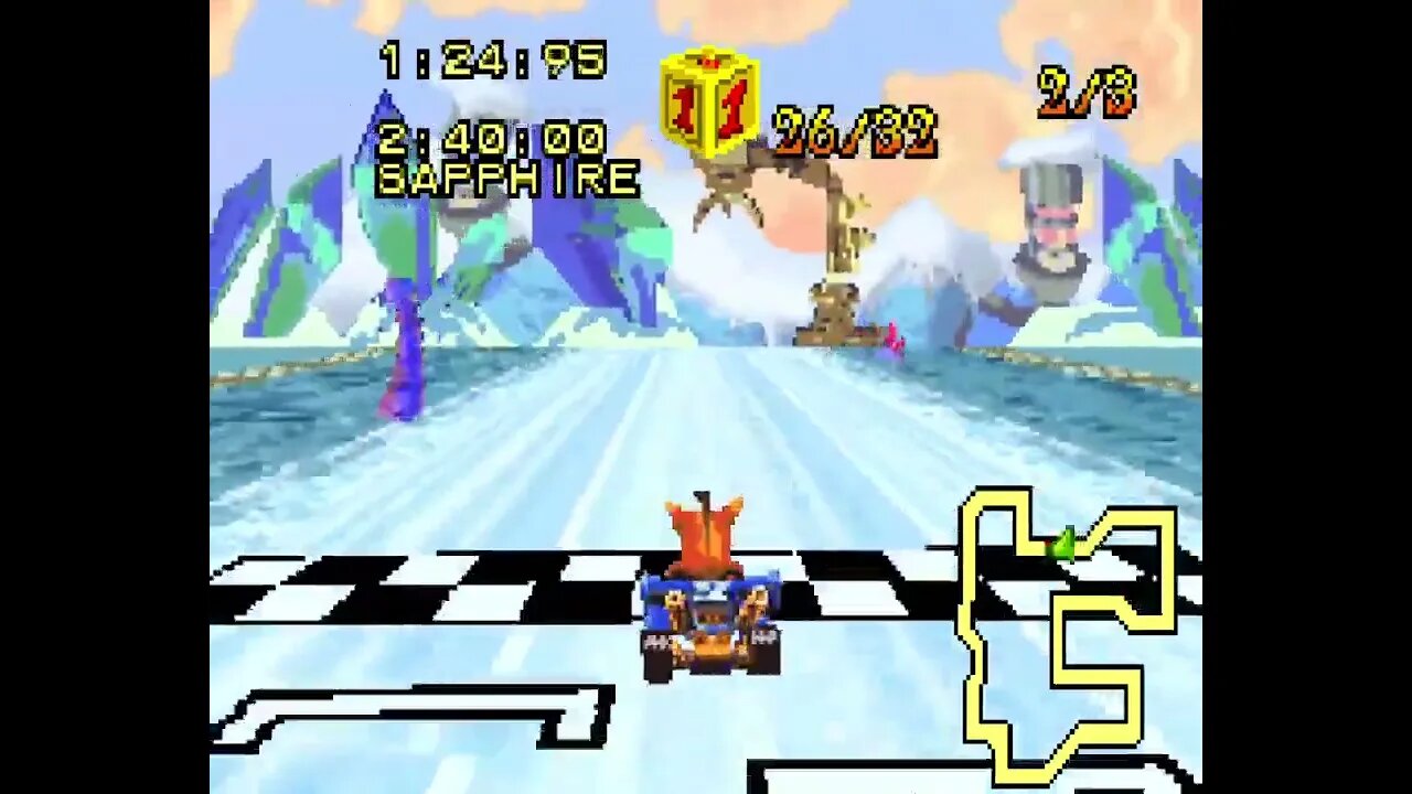 Crash Nitro Kart (GBA) - Meteor Gorge Relic Race Gameplay
