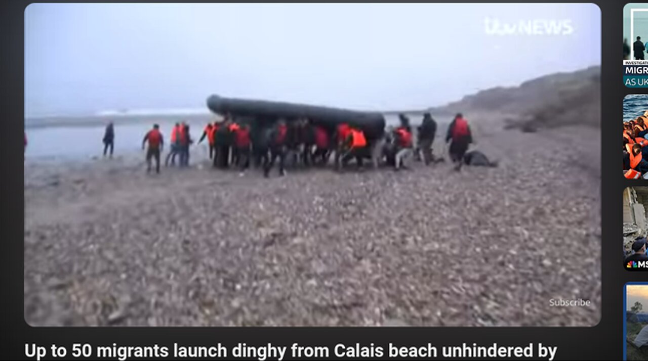 migrants launch dinghy from Calais beach unhindered by French police