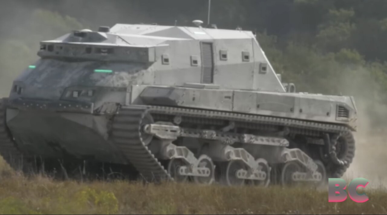 US government shows off massive AI-powered robot tank with green eyes