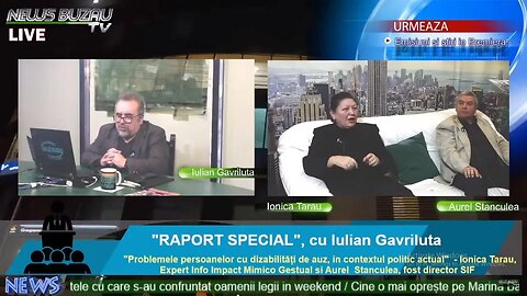 LIVE - TV NEWS BUZAU - "RAPORT SPECIAL", cu Iulian Gavriluta. "Problemele persoanelor cu dizabili…