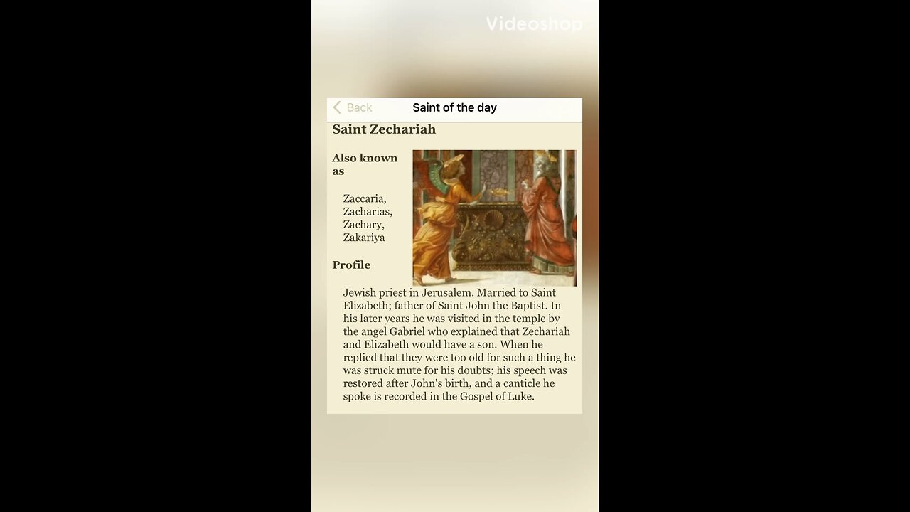 Saint of the Day - Saint Zechariah