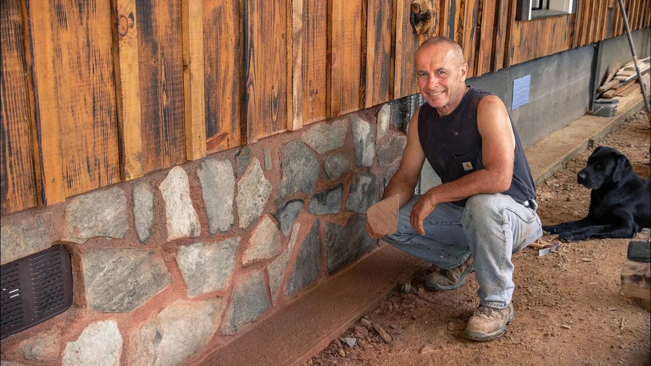 ROCK UNDERPINNING FOR THE CABIN | BEGINNING THE CABIN SKIRT WITH CAROLINA ROCK