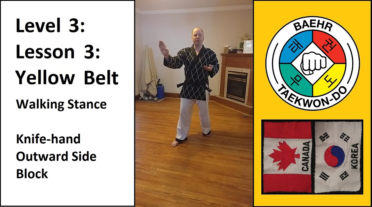 Baehr Taekwondo: 03-03: Yellow Belt: Walking Stance - Knife-hand Outward Side Block