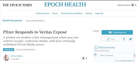 Dr Robert Malone – Pfizer Responds to Veritas Expose