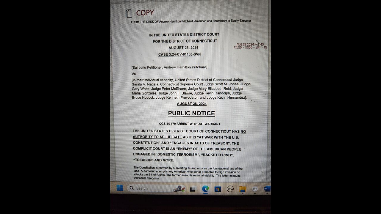 PUBLIC NOTICE: U.S. District Court of Connecticut is an "ENEMY" of "We the People".