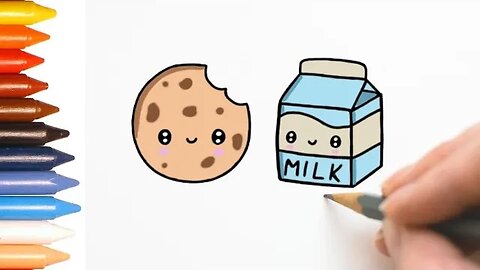 COMO DESENHAR COOKIE E LEITE KAWAII - FÁCIL - PASSO A PASSO