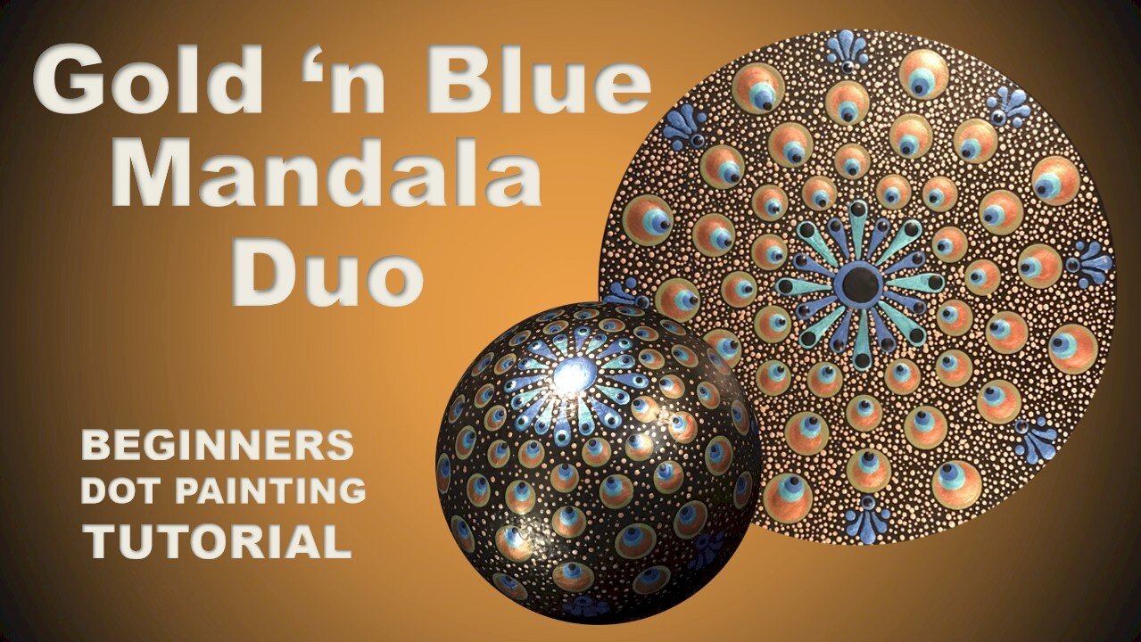 Gold 'N Blue Mandala | EASY Dot Painting Tutorial for Begginers