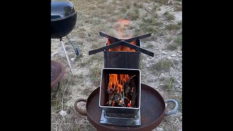 Custom rocket stove roaring