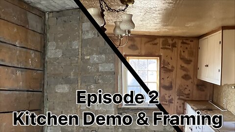 Renovating a 100 year old log home. Kitchen demo and wall framing.