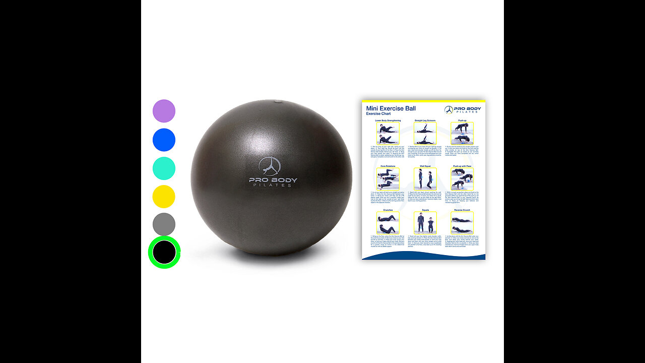 Small 9 Inch Pilates Ball with Pump by 24Seven Wellness and Living; Anti-Burst Bender Balls-Ide...