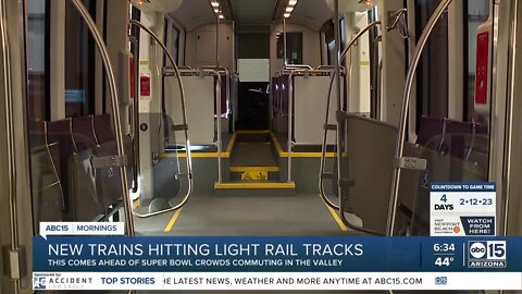 Brand new trains hit the light rail line ahead of Super Bowl weekend