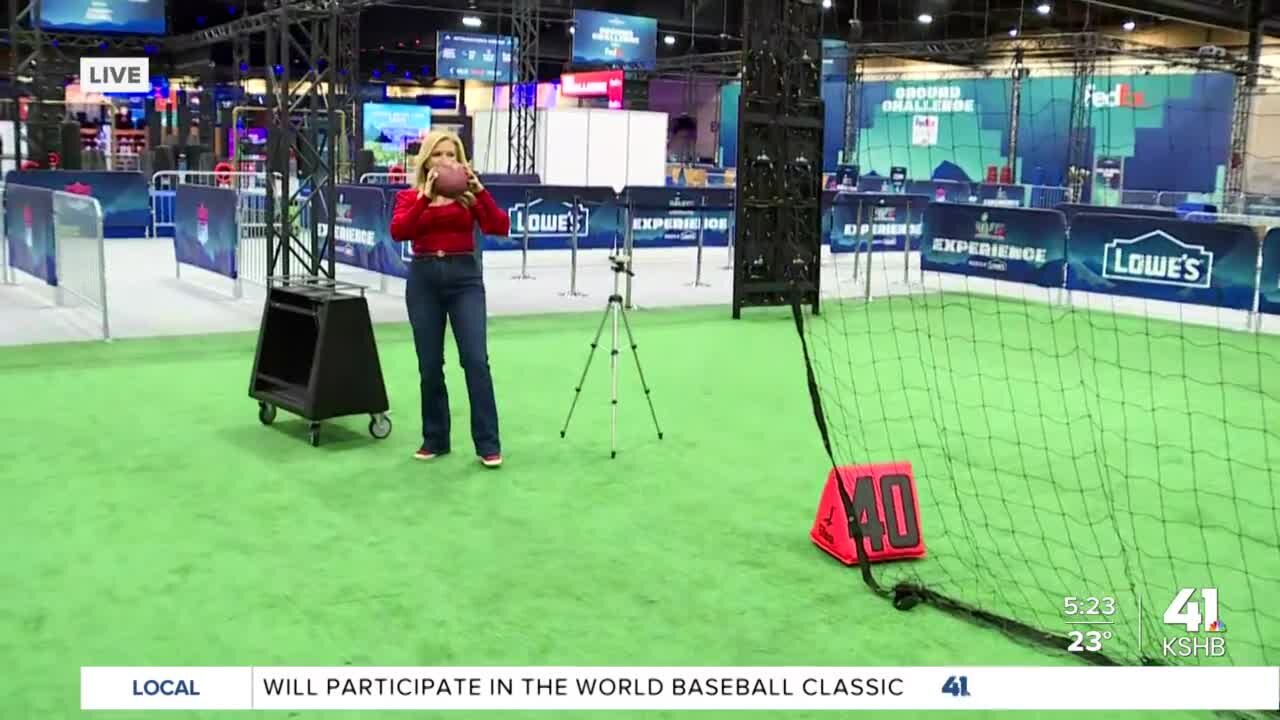 Lindsay Shively NAILS the throw at the Super Bowl Experience