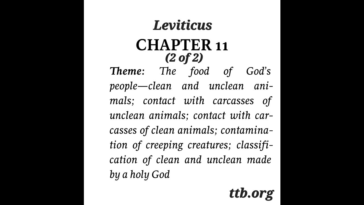 Leviticus Chapter 11 (Bible Study) (2 of 2)