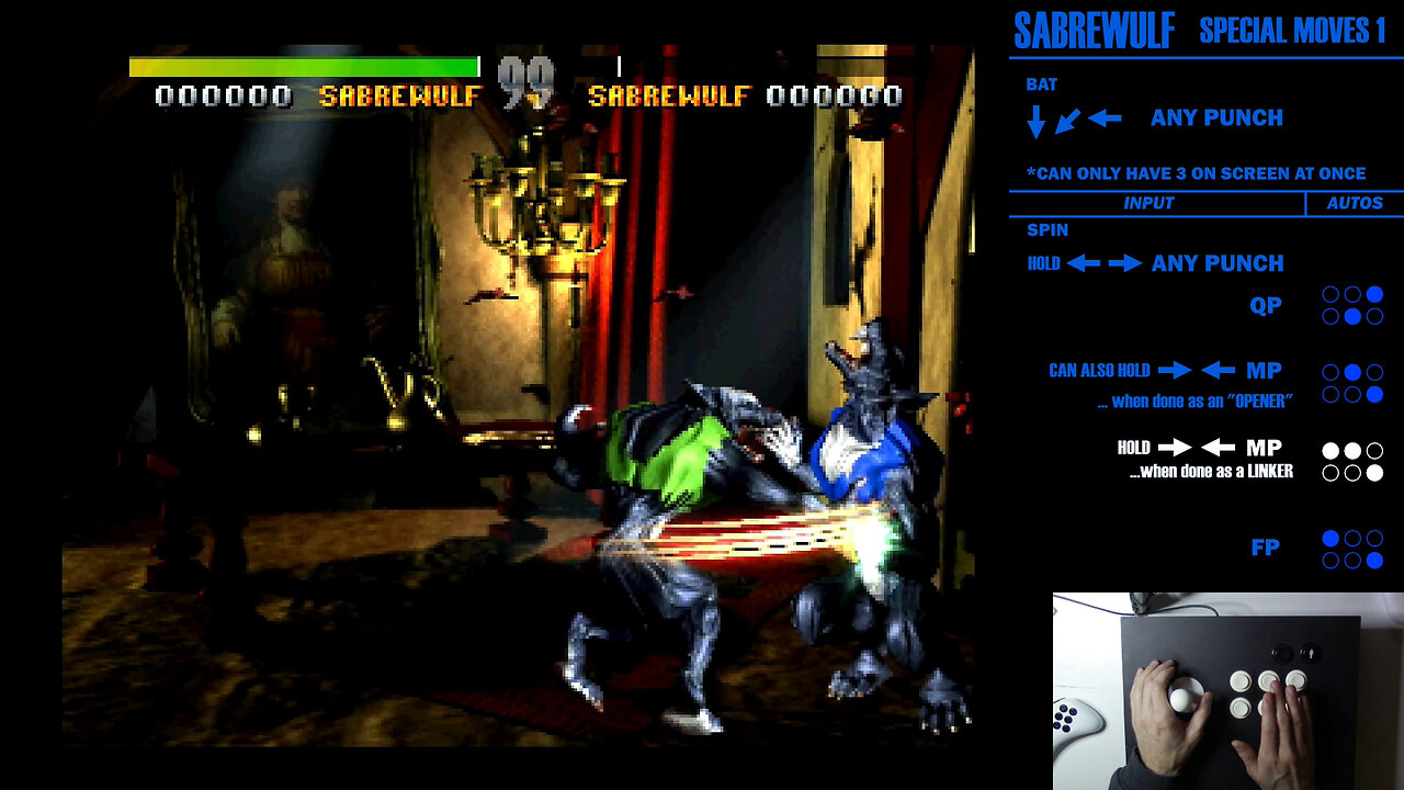 KILLER INSTINCT (1994) : SABREWULF TUTORIAL (Move List)