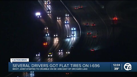 Several drivers get flat tires on I-696 after hitting loose concrete