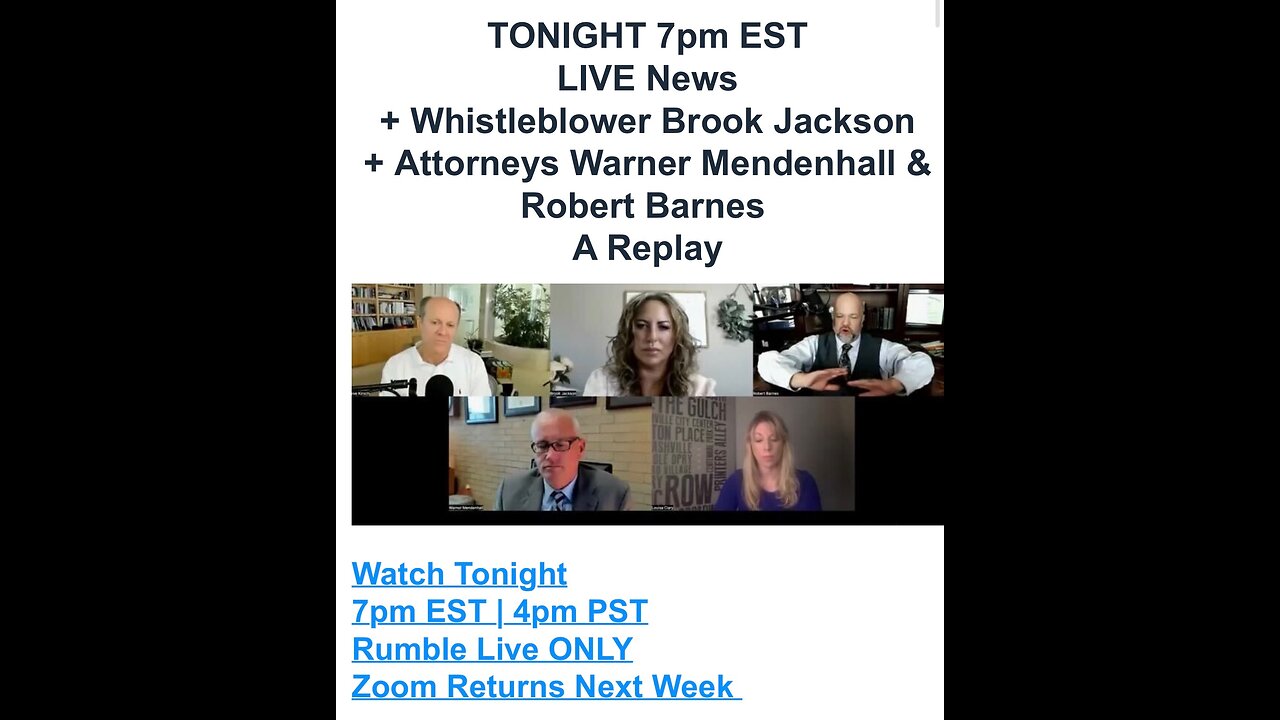 LIVE News + A Replay of Whistleblower Brook Jackson + Attorneys Warner Mendenhall & Robert Barnes