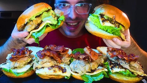 JALAPEÑO SAUCE FRIED CHEESE BACON CHICKEN SANDWICH * ASMR NO TALKING * | Nomnomsammieboy