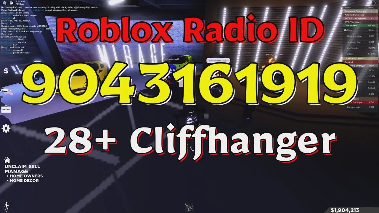 Cliffhanger Roblox Radio Codes/IDs