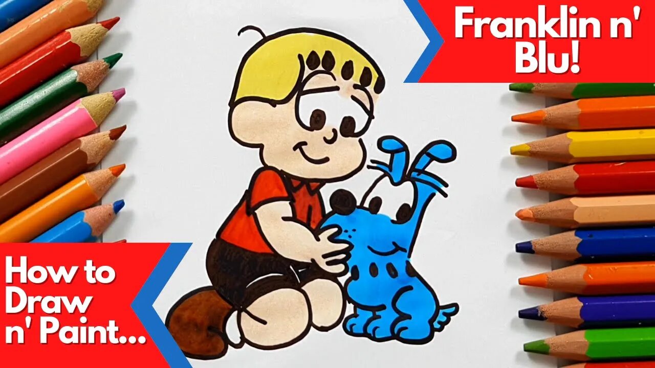 How to draw and paint Franklin and Bidu from Monica's Gang