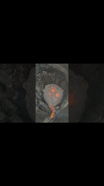 Volcanic eruption, top view