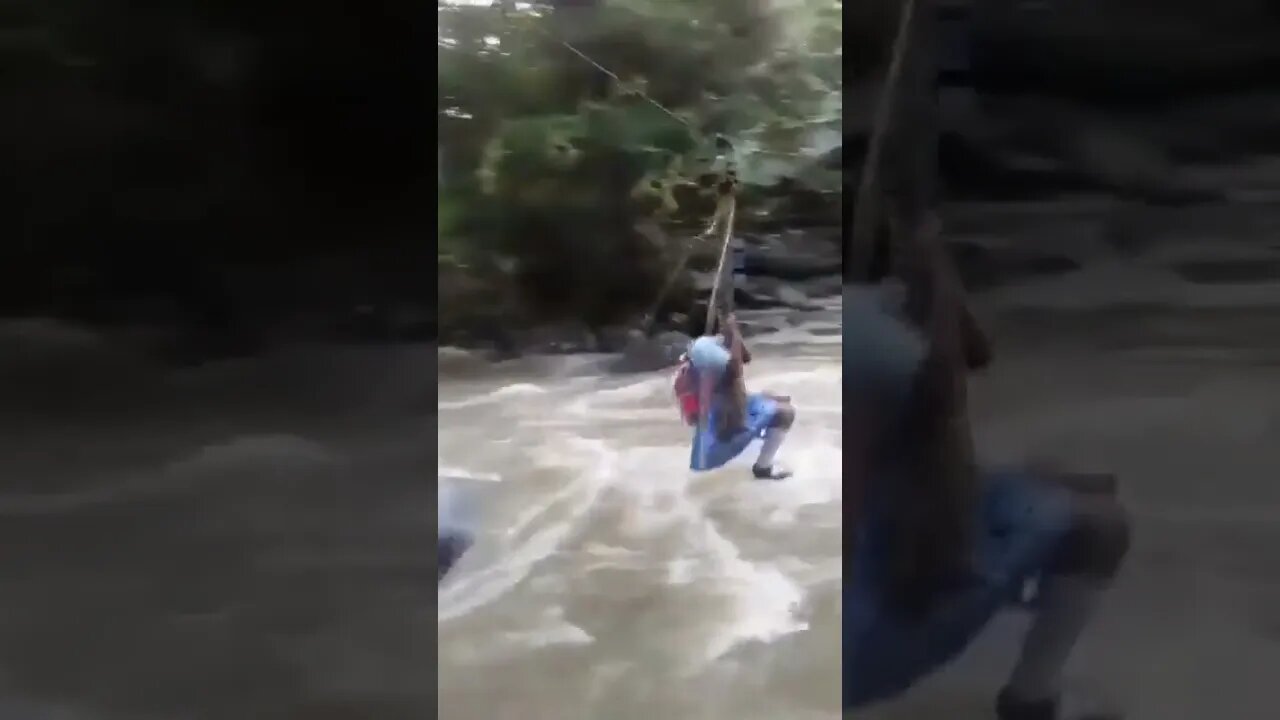 Crossing a raging river every morning to get to school