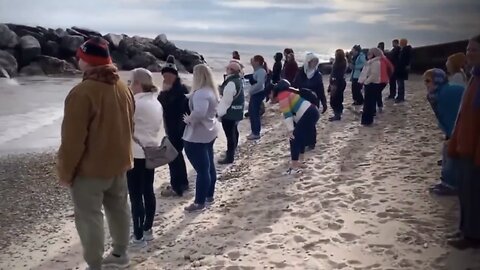 Liberals go to a beach to SCREAM into the ether to PROTEST against TRUMP 😆