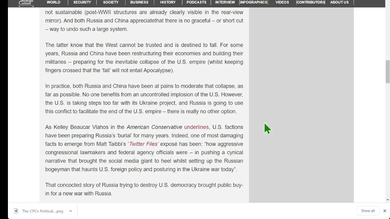 Alastair CROOKE : 俄羅斯的戰略目標——美國帝國崩潰的後果