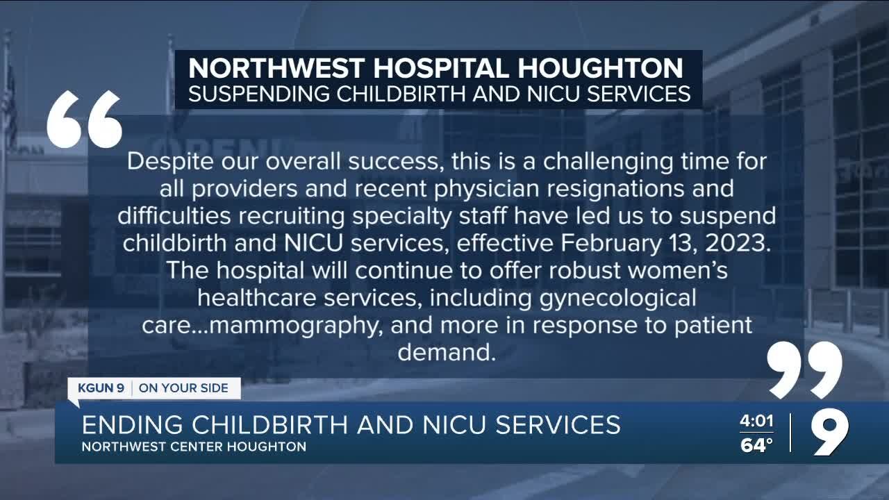 Northwest Medical Center Houghton stopping childbirth and NICU services