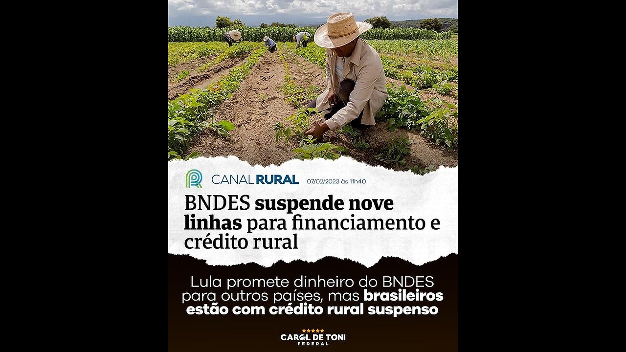 Dinheiro pro agronegócio não tem, mais pra outros países e lei rouanet não pode faltar! Eita Brasil!