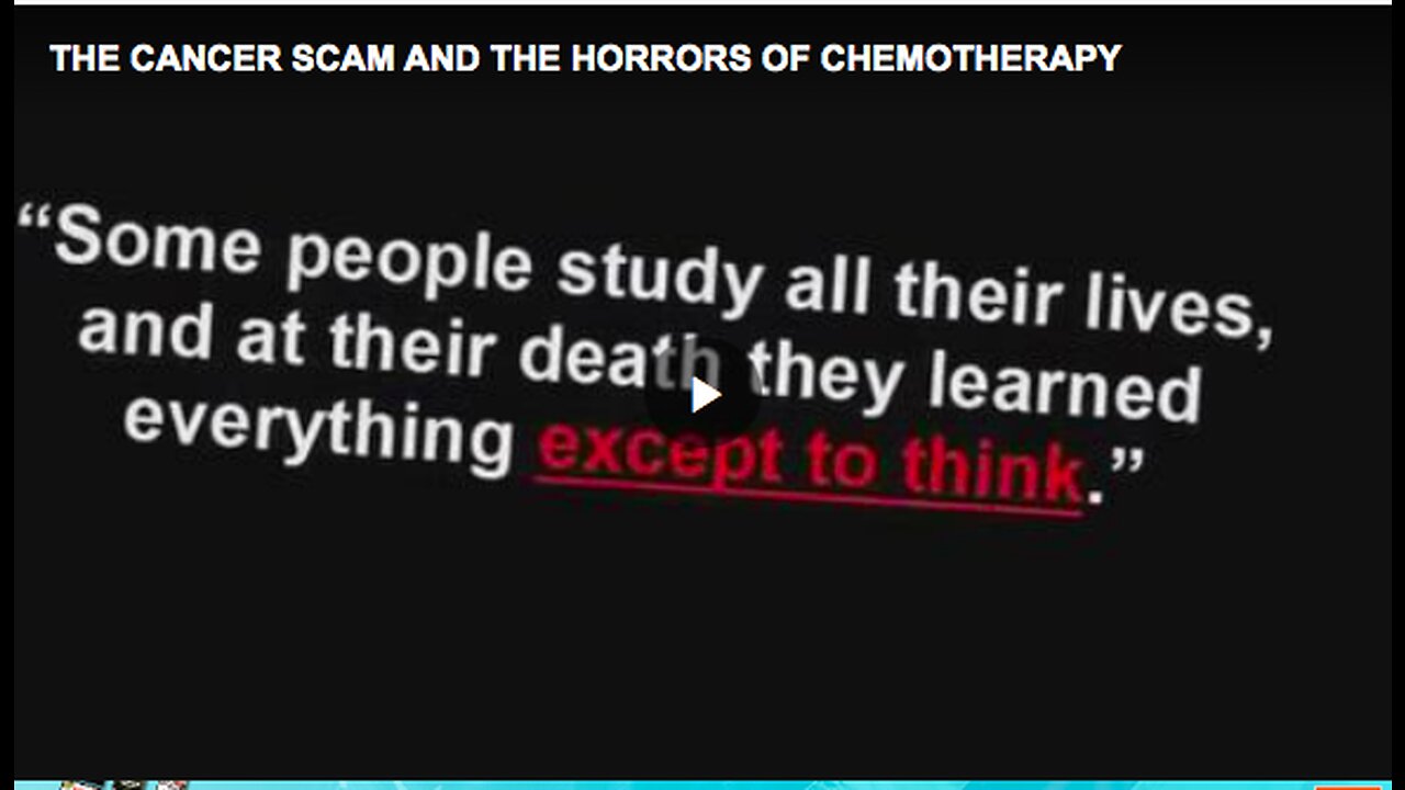 cancer scam and the horrors of chemotherapy