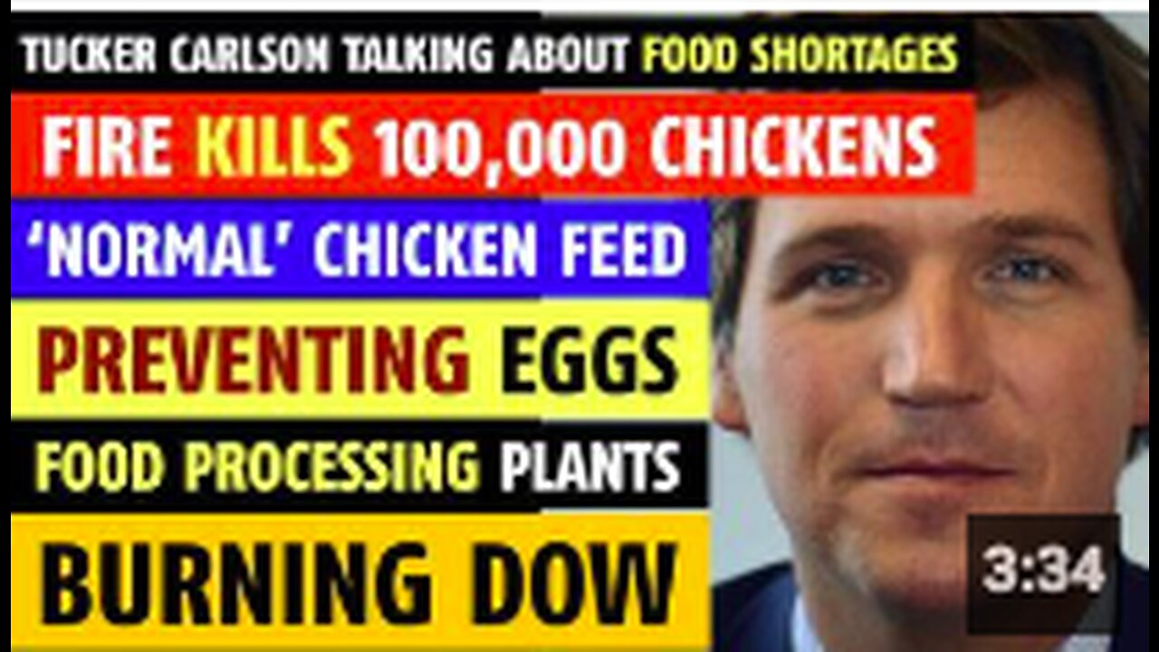 Fire kills 100,000 chickens, chicken feed preventing egg laying, food shortages, Tucker Carlson