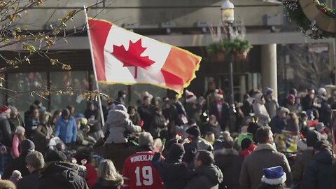 bandeira canadense na parada de papai noel