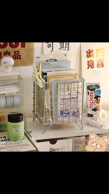 Creative Iron Storage Rack Desktop Book Pen Storage Box