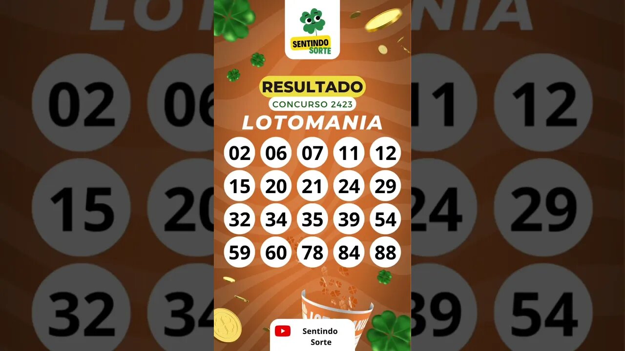 🍀 Resultado LOTOMANIA 2423 | Sentindo Sorte #shorts