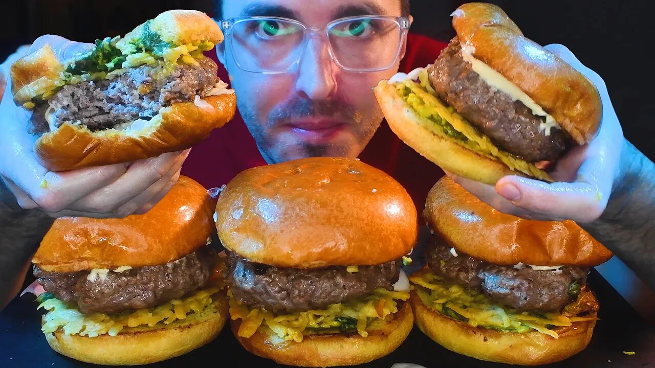 CHEESE CRISP FANCY BOY THICC BURGER ! * ASMR NO TALKING * | NOMNOMSAMMIEBOY