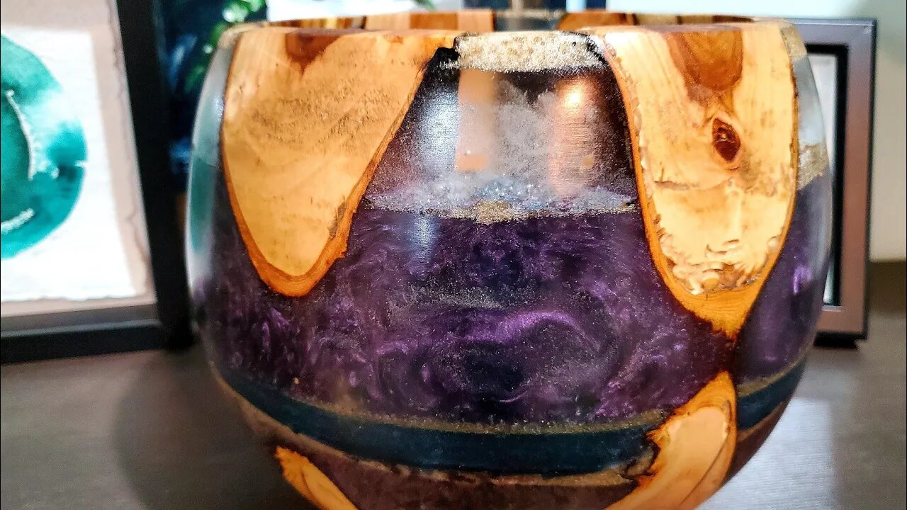 "Big Bubbly" My oops, turned awesome. resin and apple wood bowl. O.U.R. at ArtForOUR.org