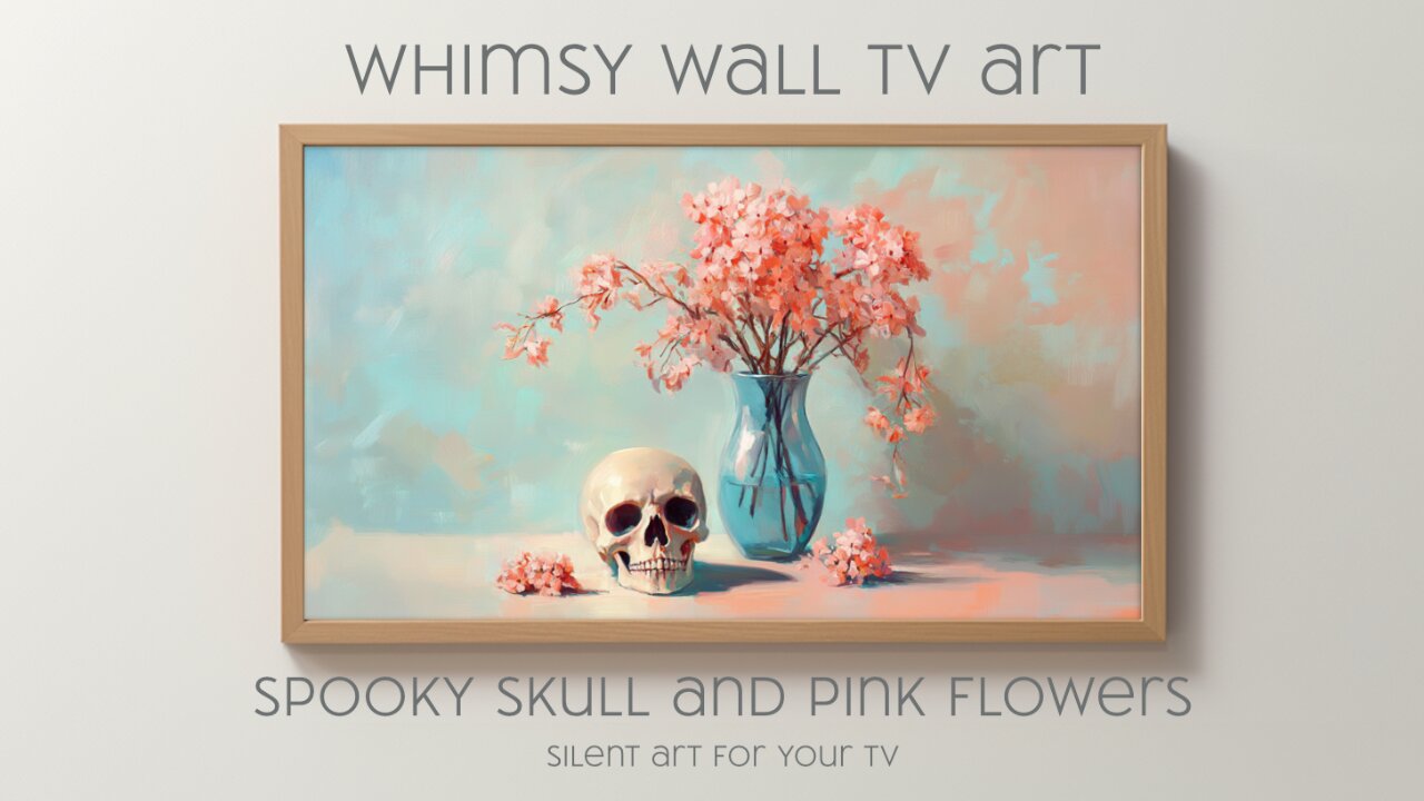 Spooky Skull and Pink Flowers: Silent Art For Your TV | Pastel Halloween | 4K