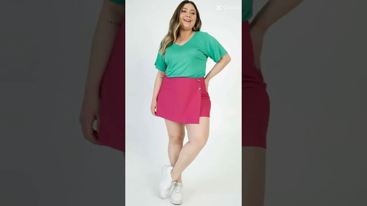 Short Saia Plus Size Feminino Botões De R$ 89,99 Por R$71,99 Short saia feminino plus size.