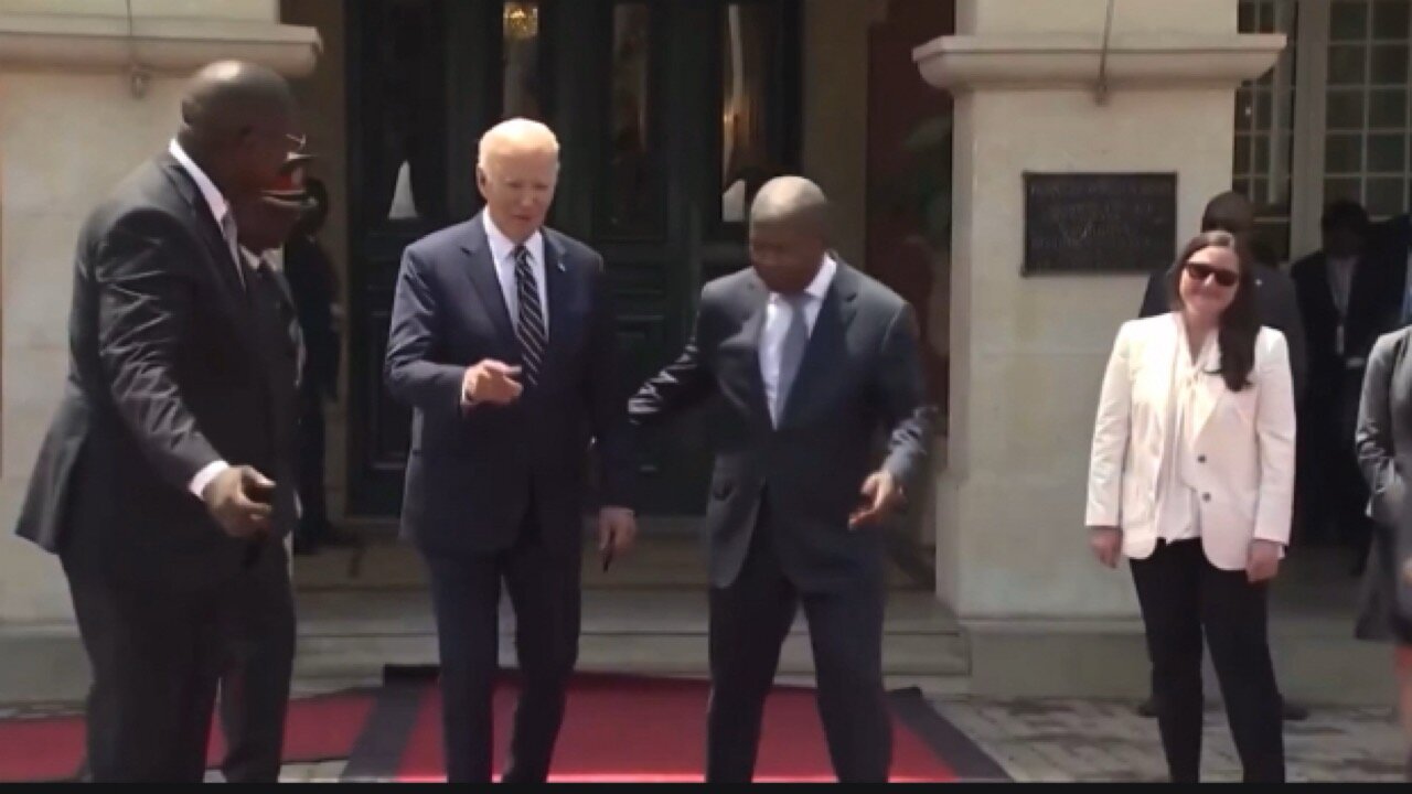 Old Creepy Joe Being Manhandled By Angolan President | 0_o