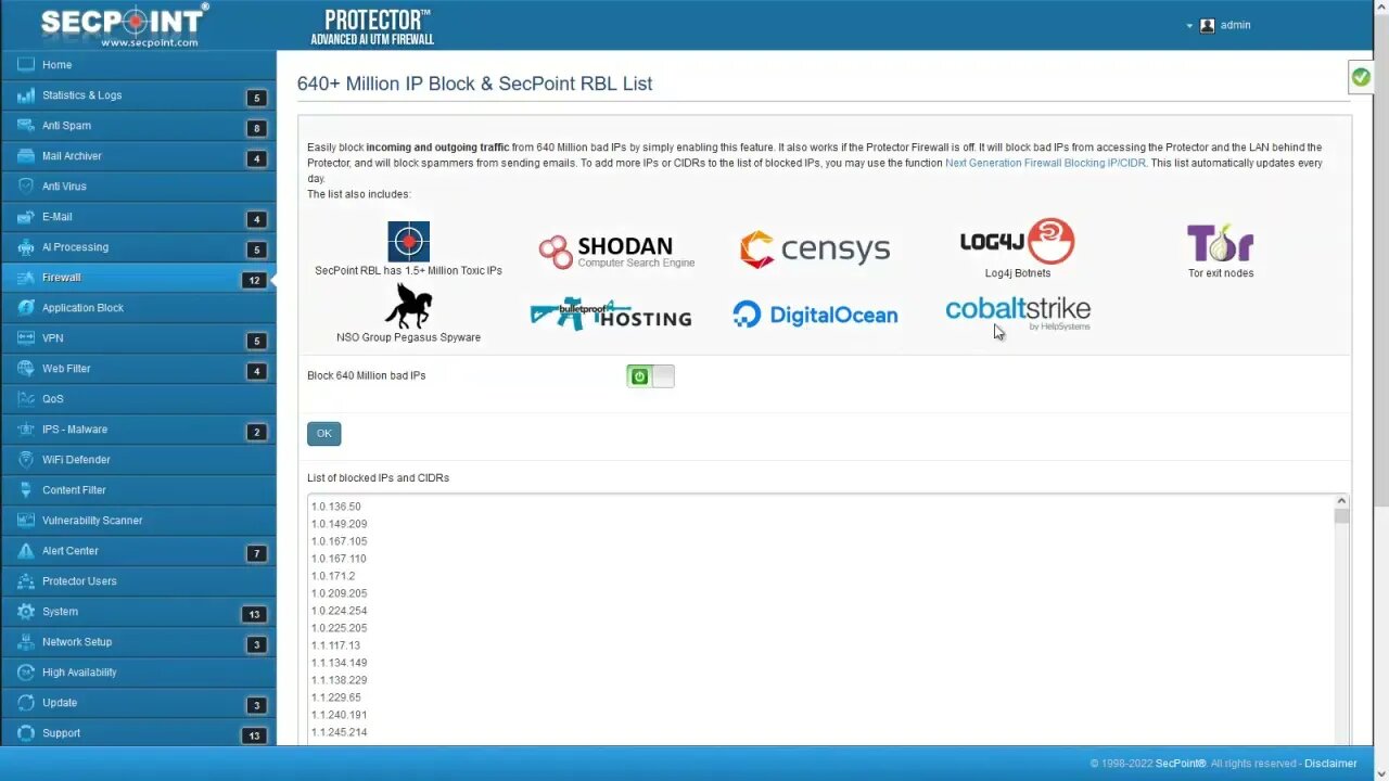 SecPoint Protector Improved 640 Million Toxic IP Block