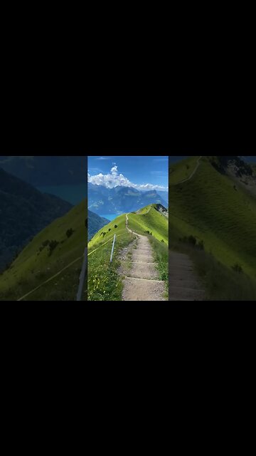 The breathtaking beauty of the route on the Fronalpstock mountain near the town of Stoos